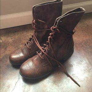 Brown combat boots
