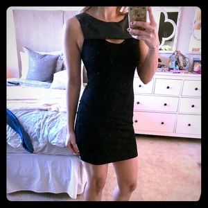 New! Black dress w/ leather panel