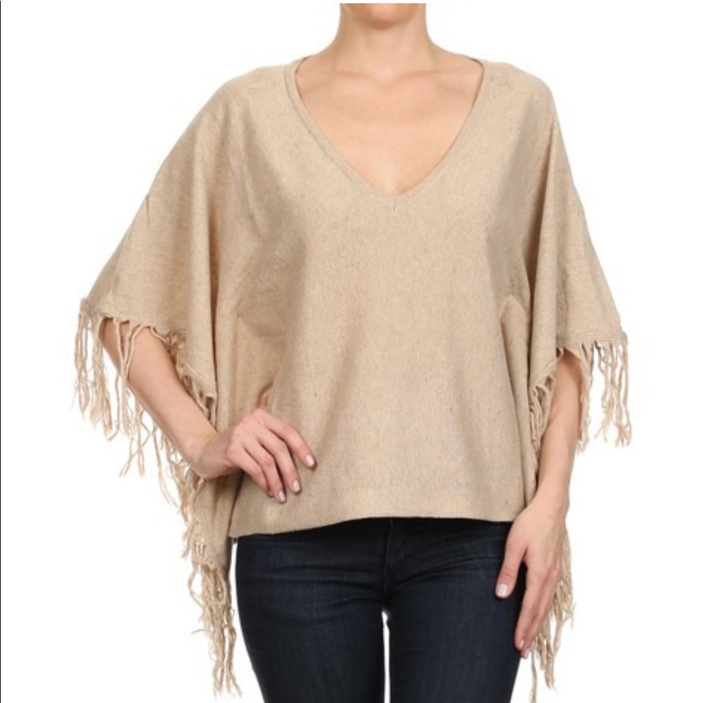 Fringe Poncho Sweater Soft