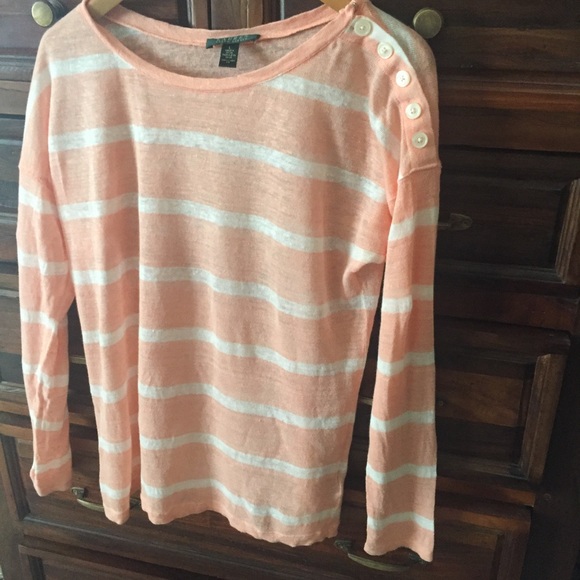 Lauren Ralph Lauren Linen Pink Striped Top - Picture 2 of 5