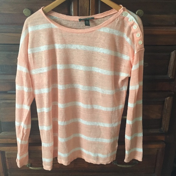 Lauren Ralph Lauren Linen Pink Striped Top - Picture 3 of 5