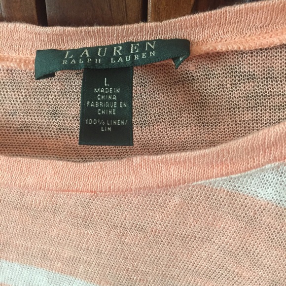 Lauren Ralph Lauren Linen Pink Striped Top - Picture 4 of 5