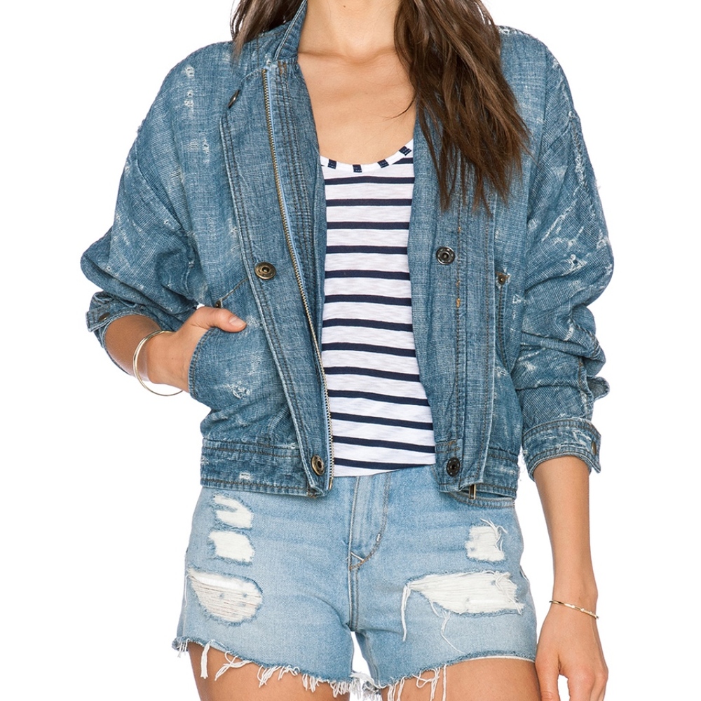 Tattered Denim Tennis Jacket