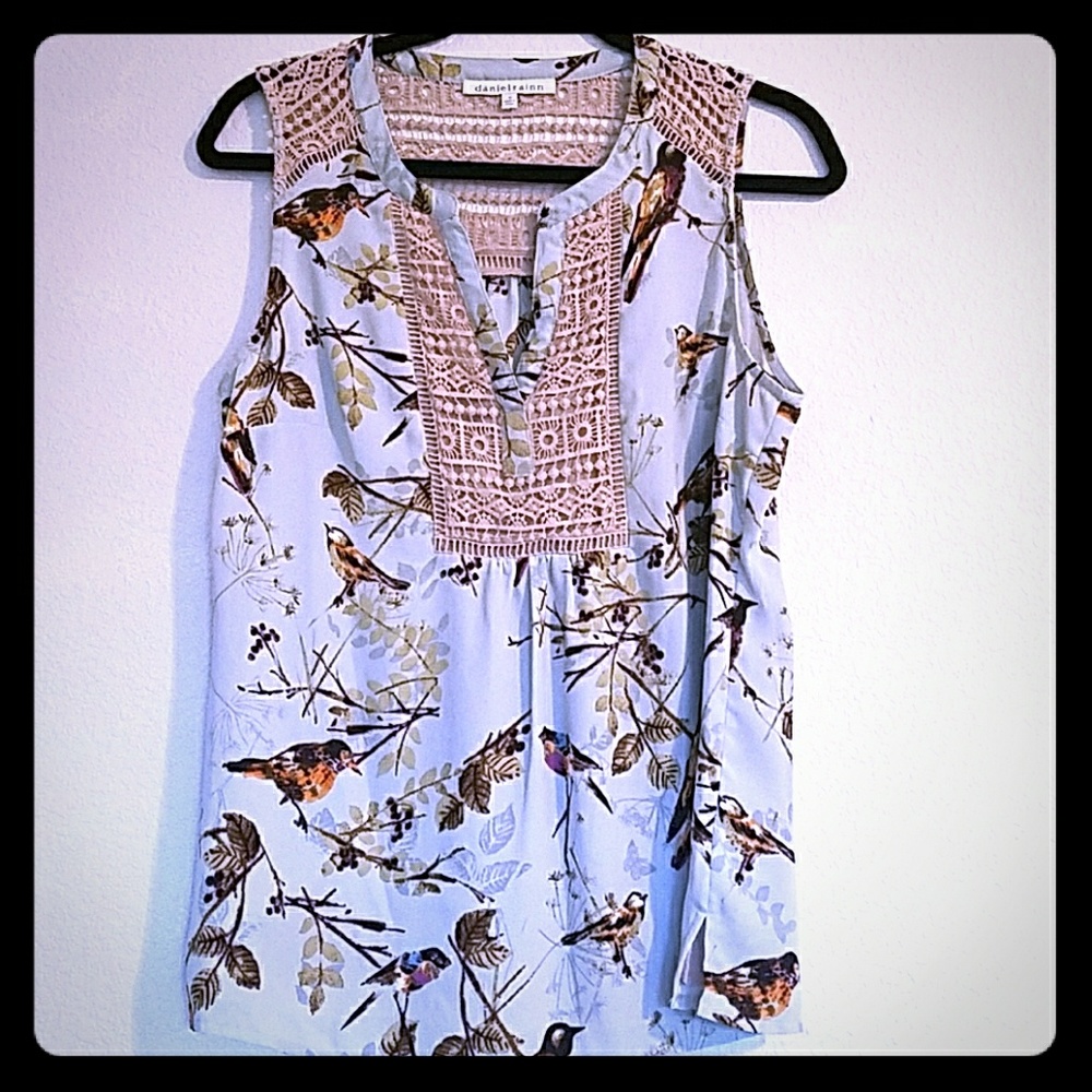 Nordstrom Dainel Rainn Mint Crochet Bird Blouse