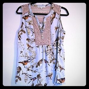 Nordstrom Dainel Rainn Mint Crochet Bird Blouse