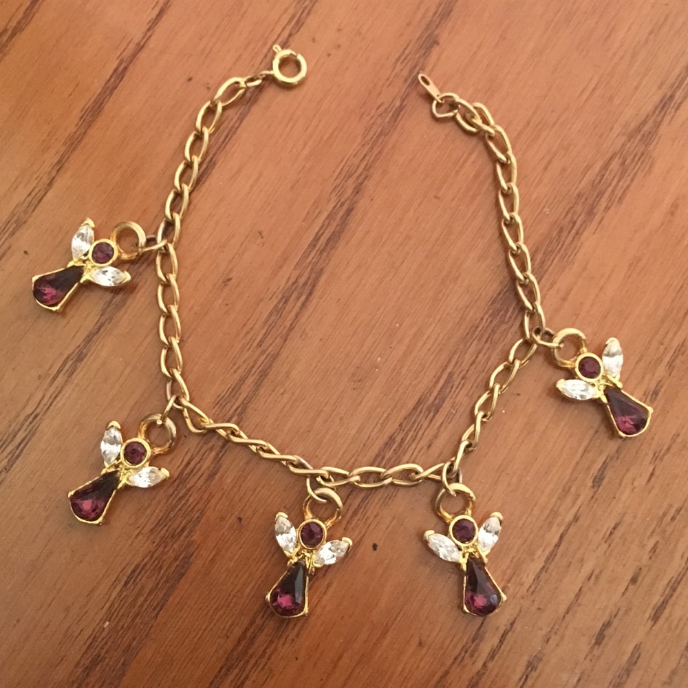 Amethyst Angel Charm Bracelet