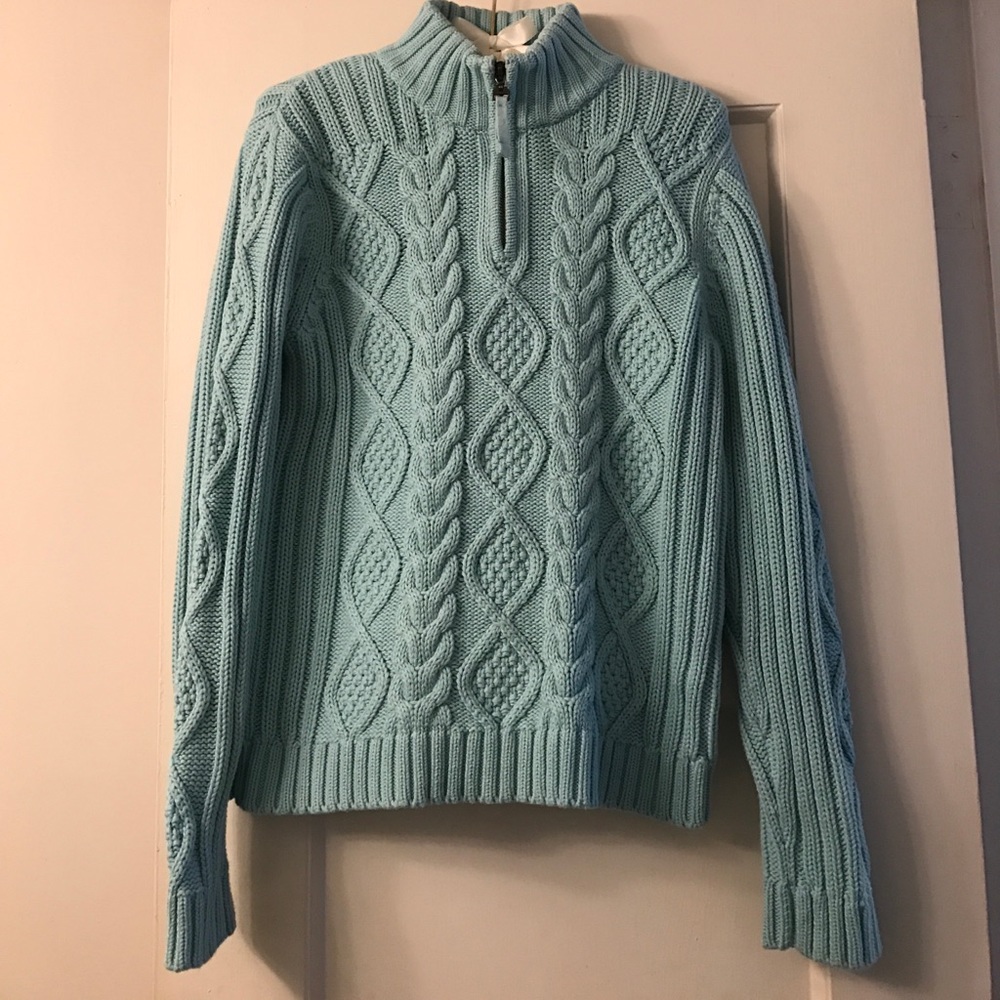 Vintage cable knit zip up sweater