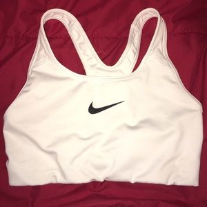 Nike Dri-Fit white sports bra.