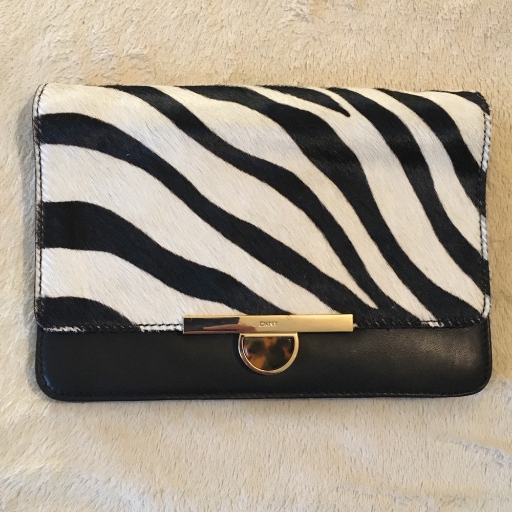 DKNY Clutch zebra clutch leather bag