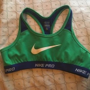 Girls Nike Pro Green and Blue sports bra size M