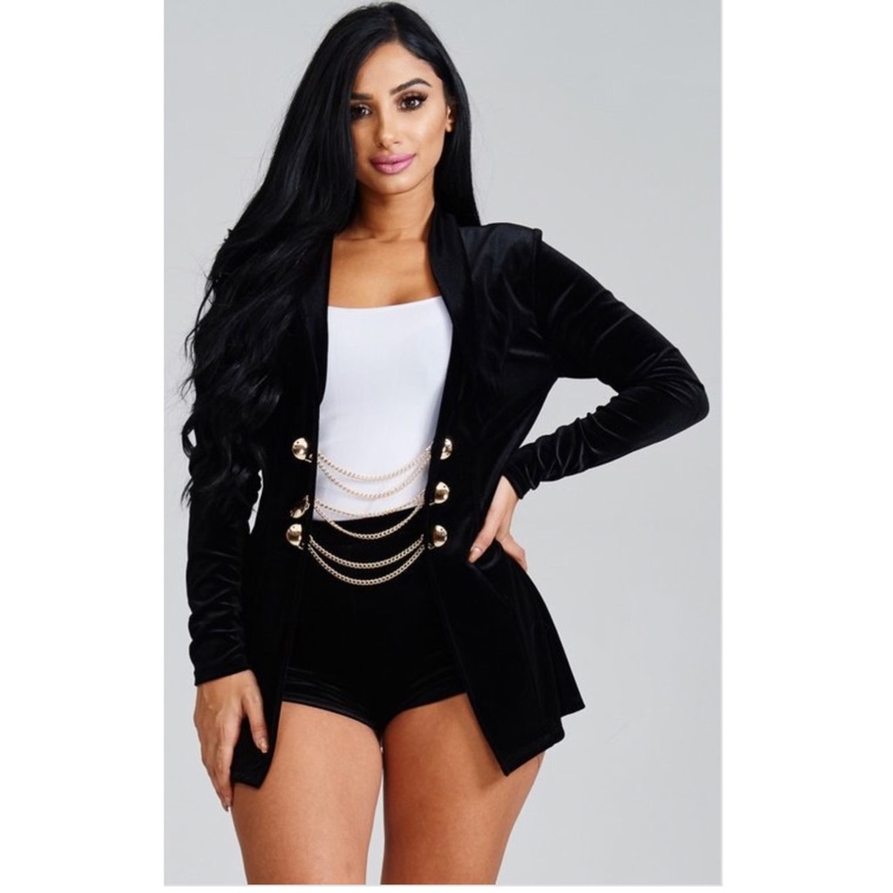 Velvet short and blazer set
