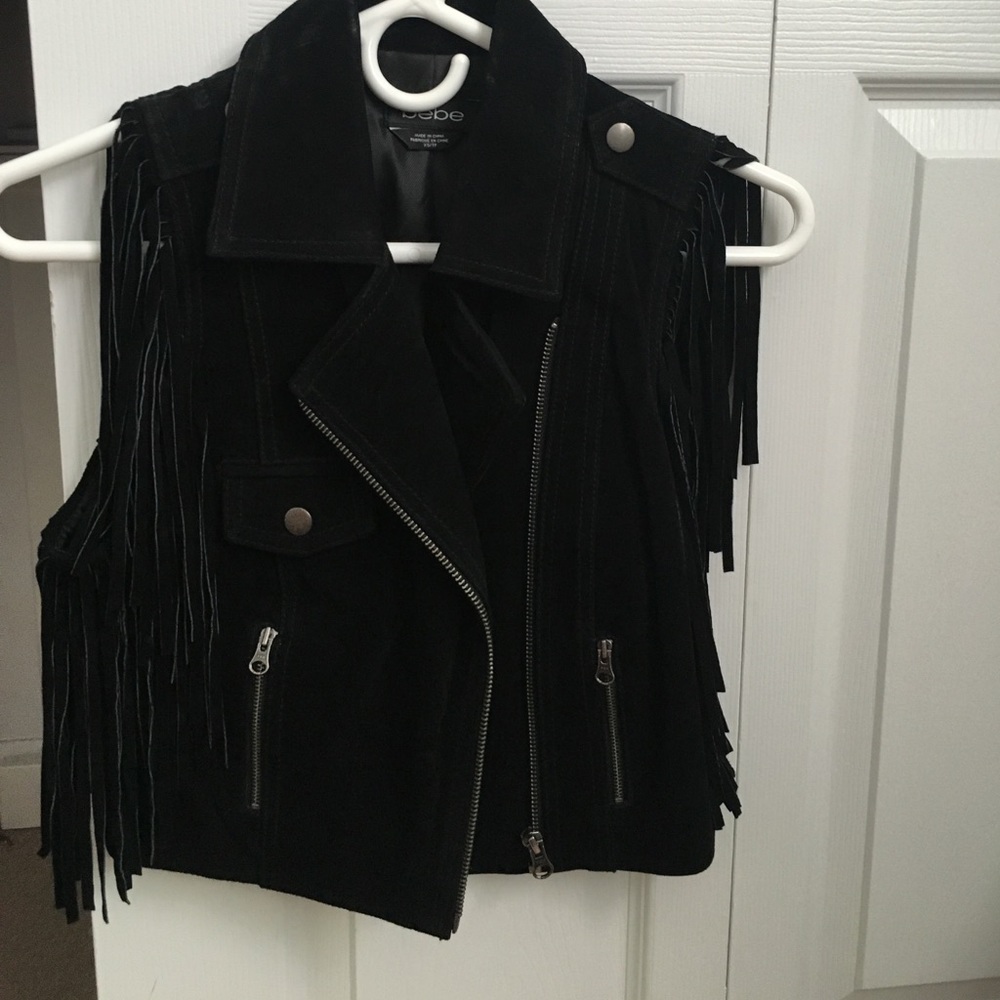 Faux suede fringe vest