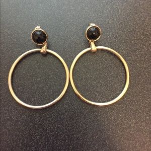 Gold and Black Hoop Earrings