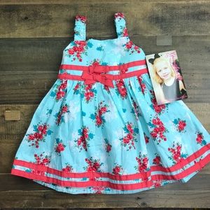 NWT Baby Girl Light Blue & Coral Dress 12M