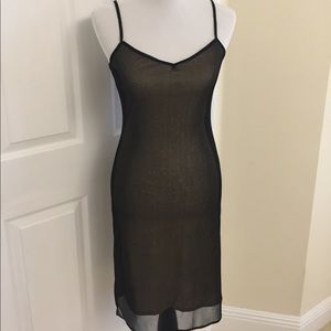 Black Chiffon & Gold Slip Dress