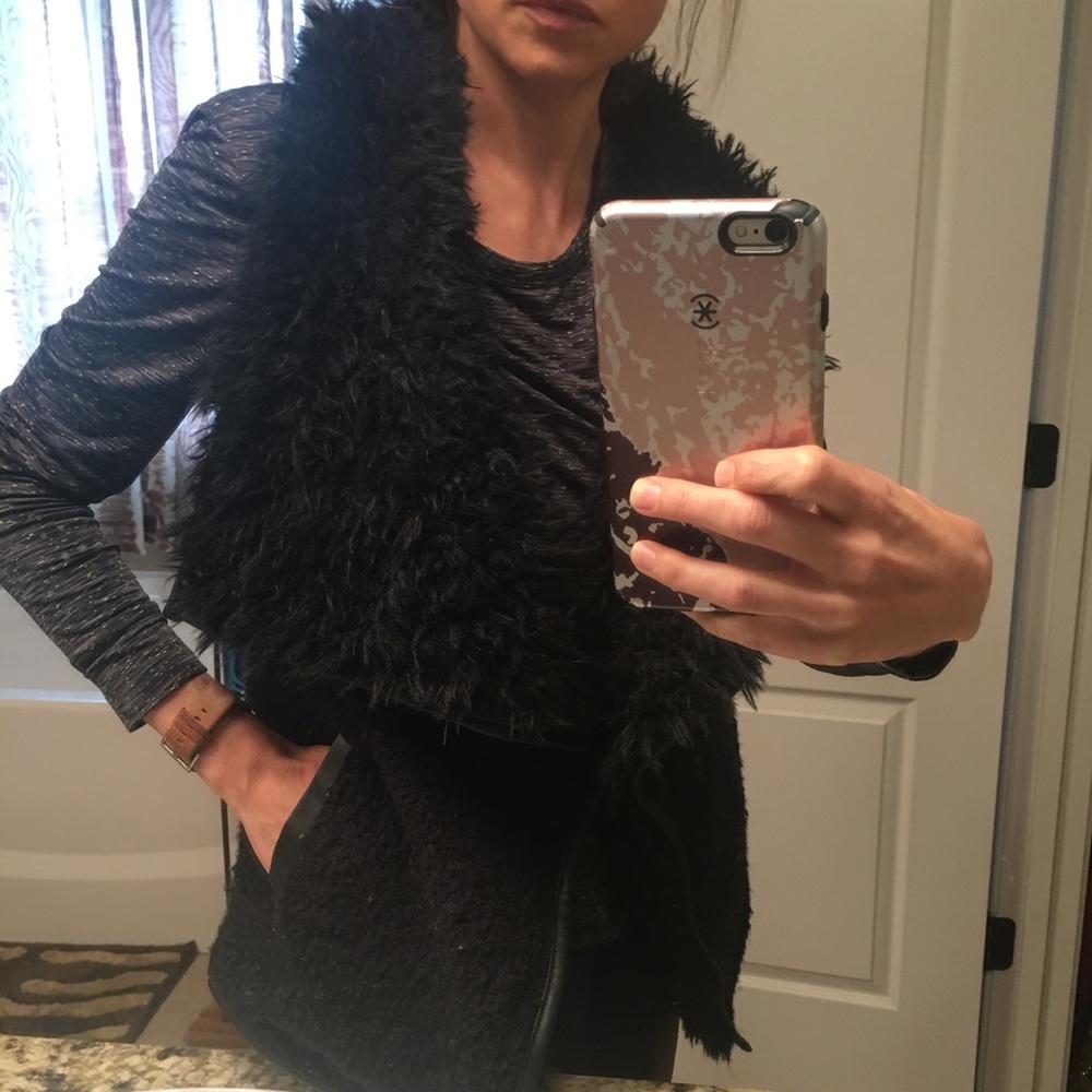 Black shearling vest