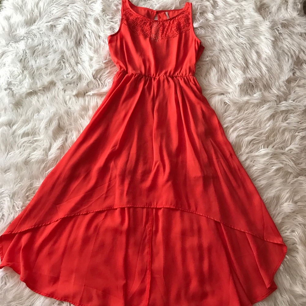 Tropical Fun Orange High Low Dress