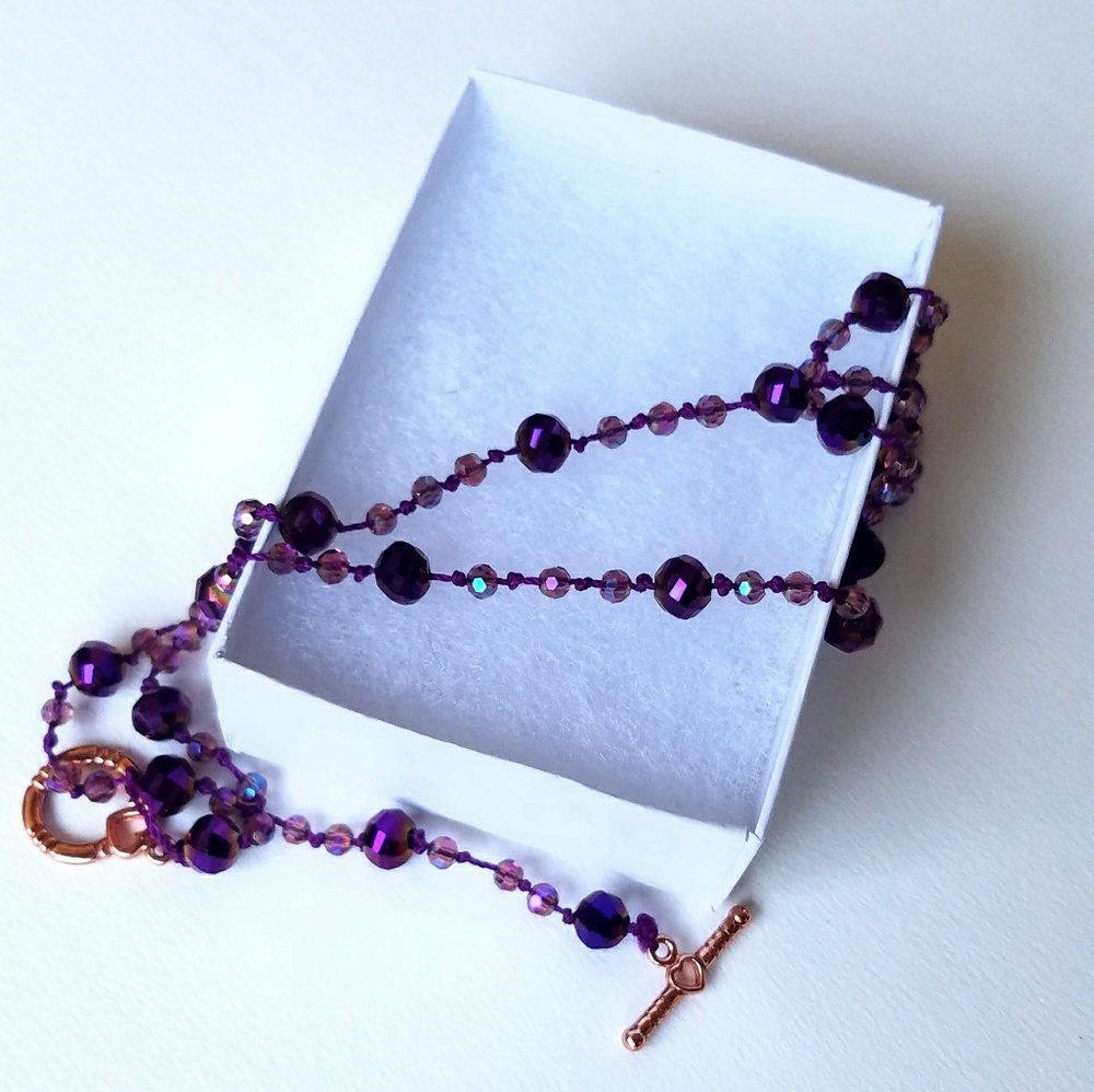 Dark purple Crystal Rosary style necklace