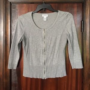 Gray Zip Up Cardigan