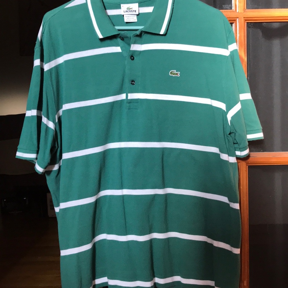 Gently worn Lacoste men’s striped polo shirt!