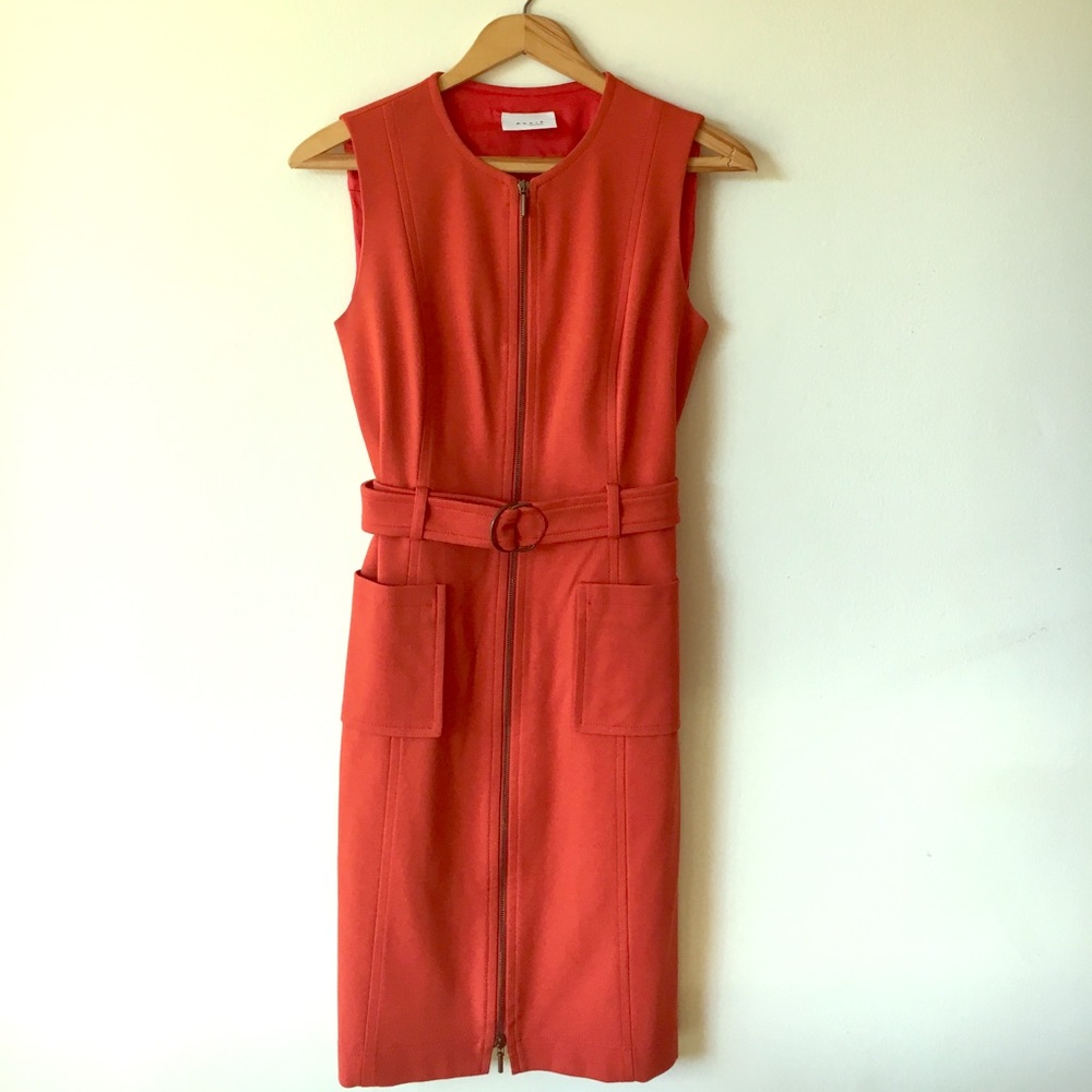 Akris Punto full zipper belted orange dress