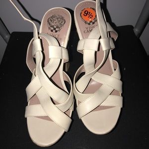 Cream ankle strap sandals