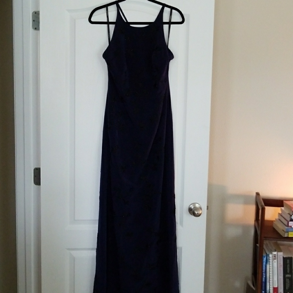 Beaded navy formal dress