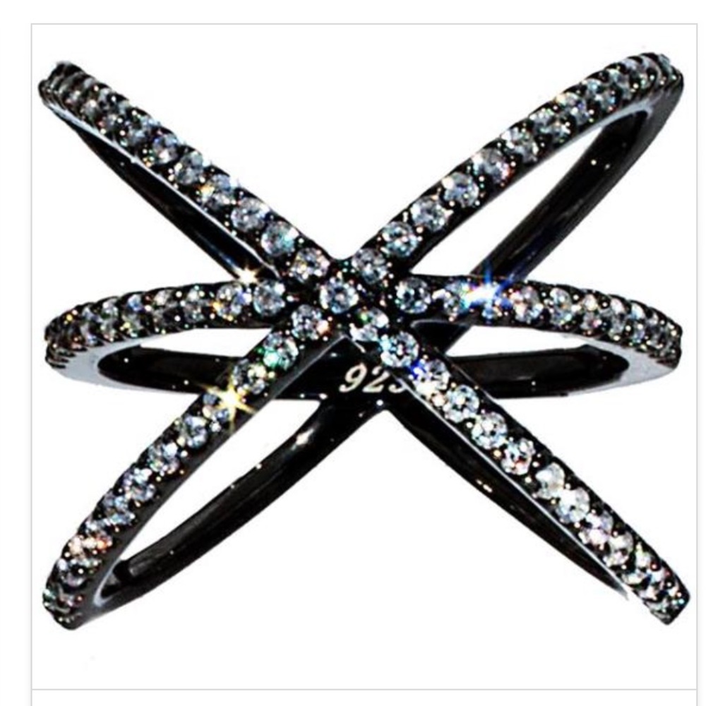 Native Gem Starburst Ring in Black Rhodium