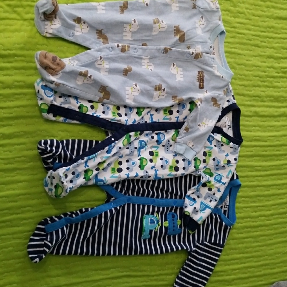 Footed Sleepers, 100% cotton,  snap front