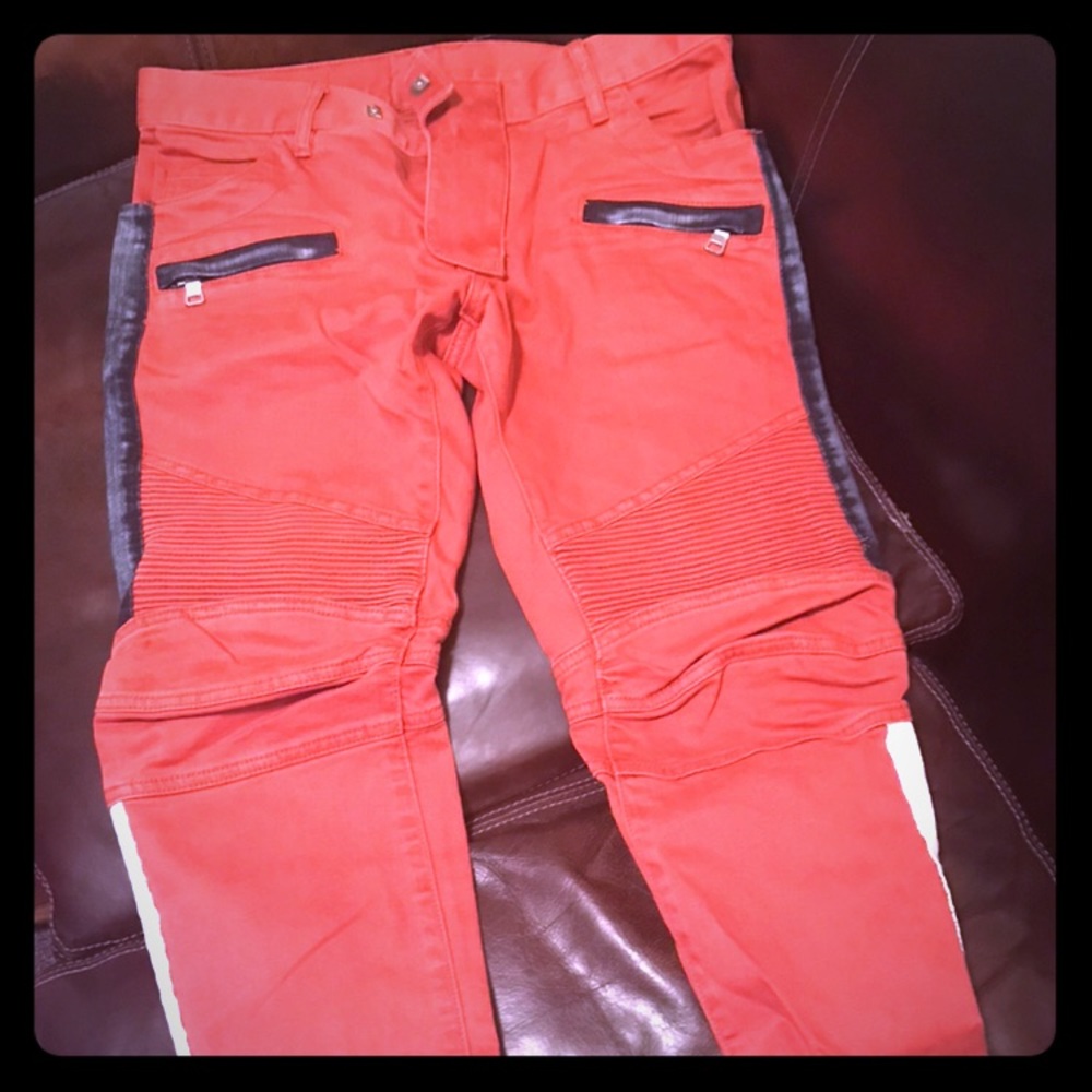 Red Authentic Balmain Jeans sz 30-32