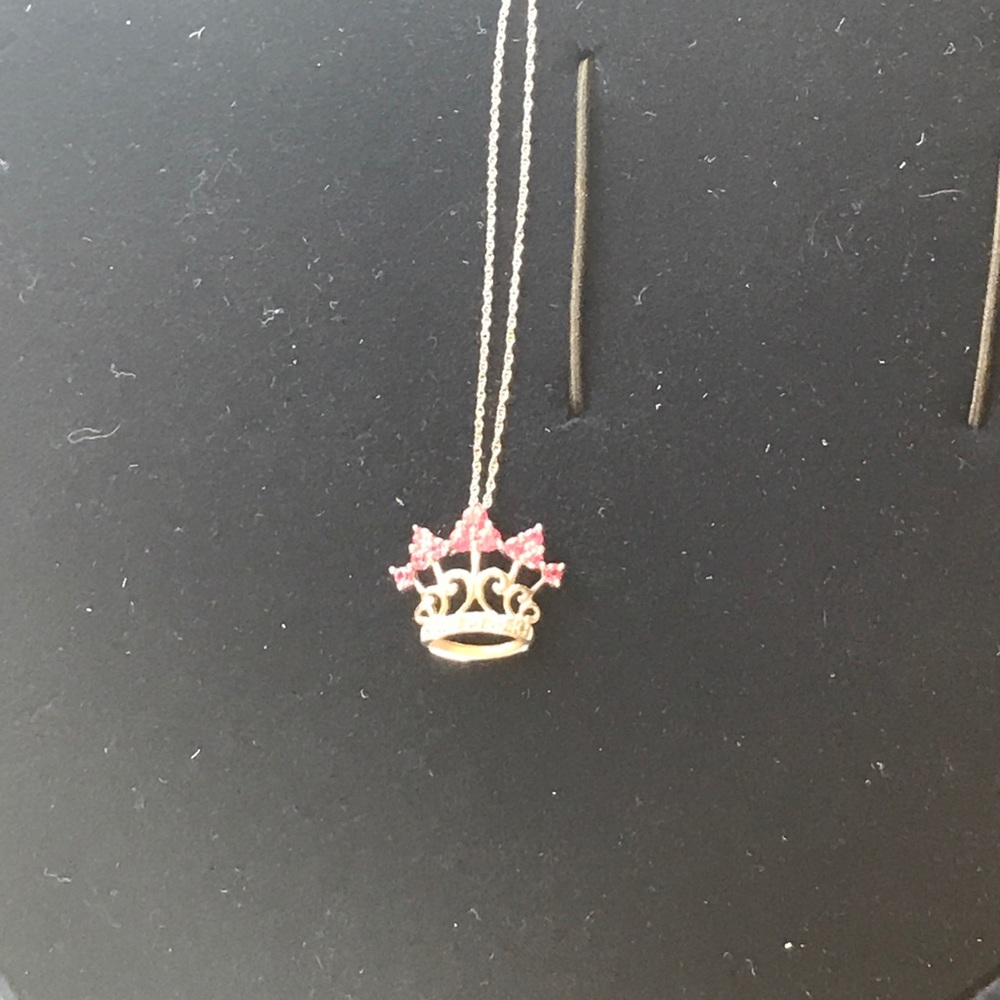 10k White Gold Princess Tiara Charm and Necklace