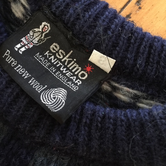 ESKIMO KNITWEAR /England/pure wool slate sweater - Picture 2 of 5