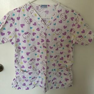 Adorable hello kitty scrub top