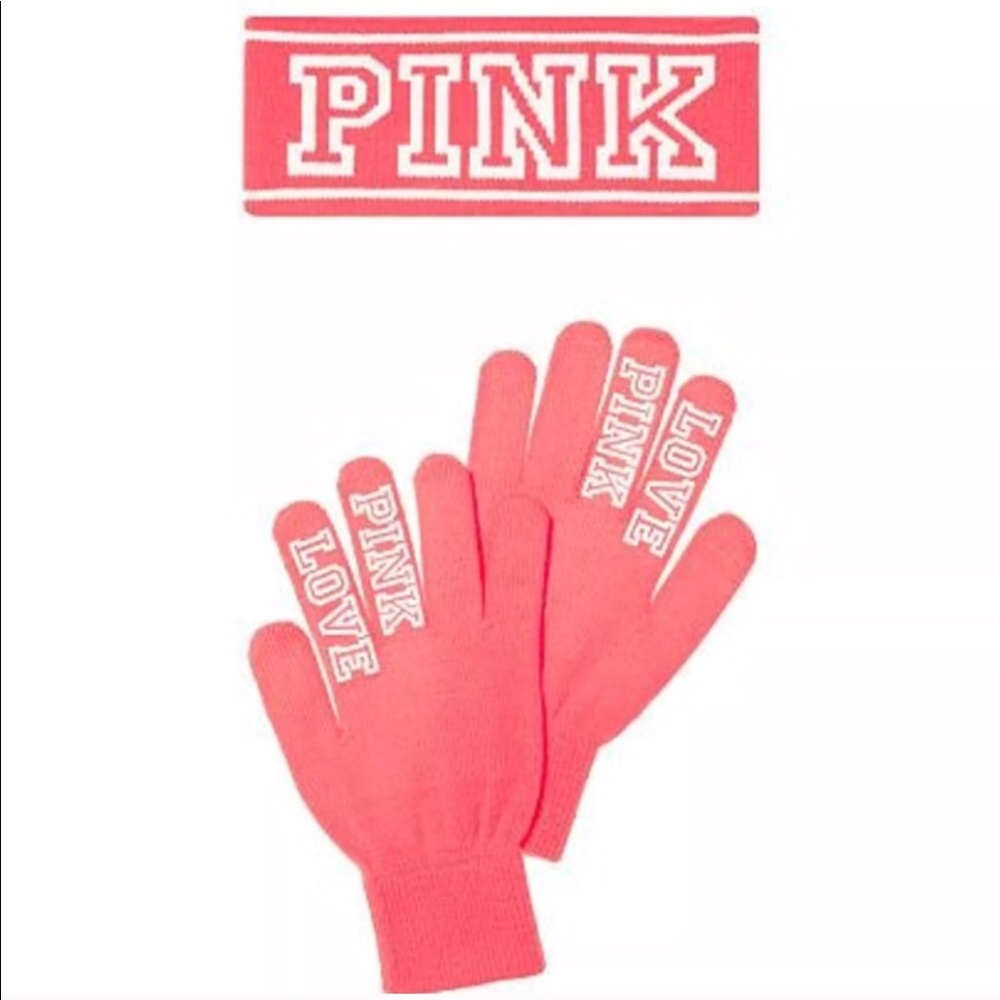 PINK Victoria's Secret Headband & Gloves Set