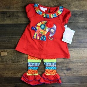 Bonnie Baby 2Piece Orange Elephant Baby Girls 12M