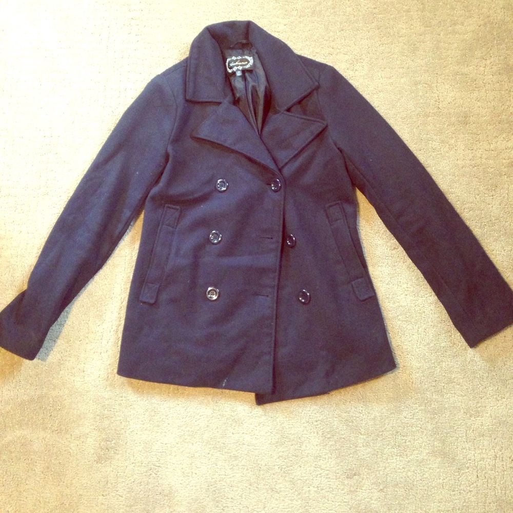Dark blue pea coat jacket