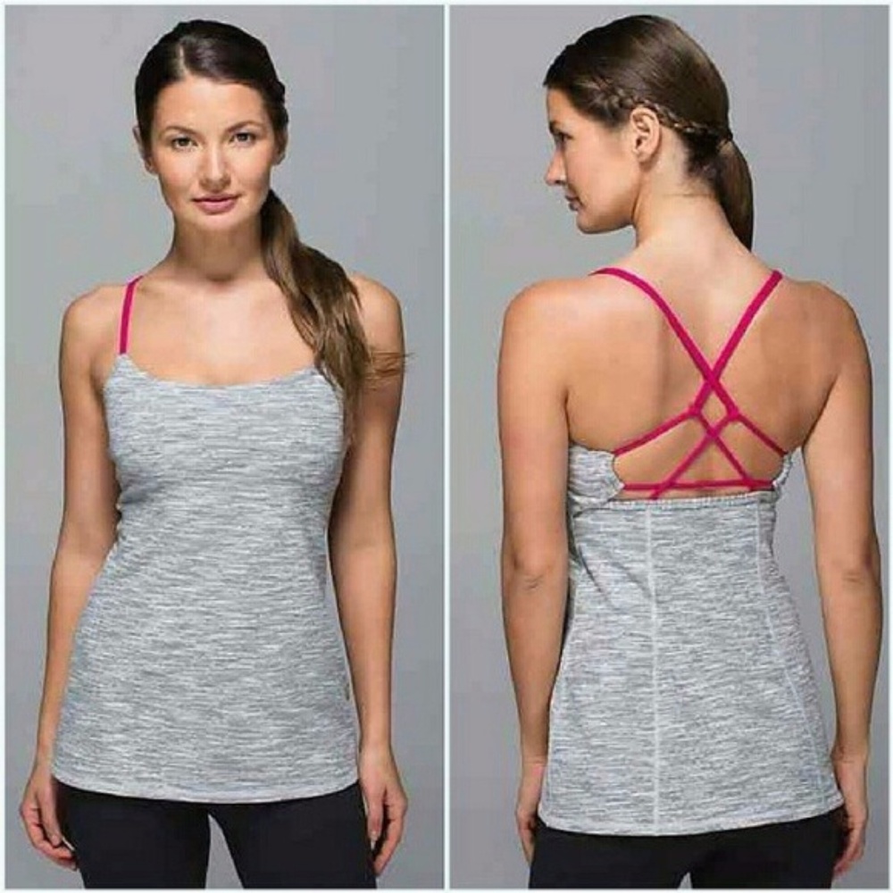 Lululemon Pink & Gray Dancing Warrior Strappy Tank