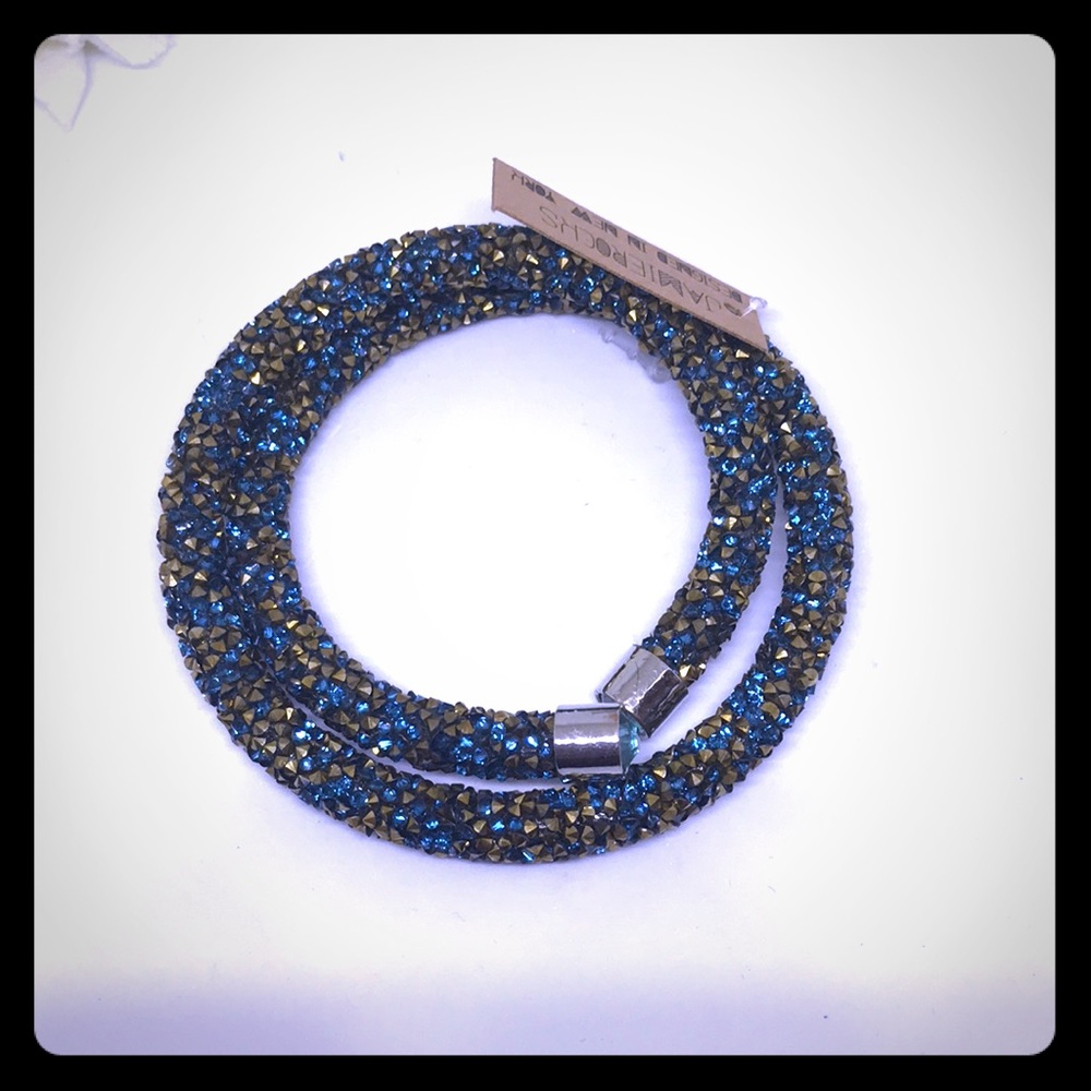 Blue and Gold Flake Wrap Bracelet