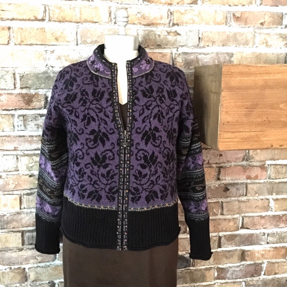 50 Icelandic Design Wool Lined Zip Sweater Coat - Picture 6 of 6