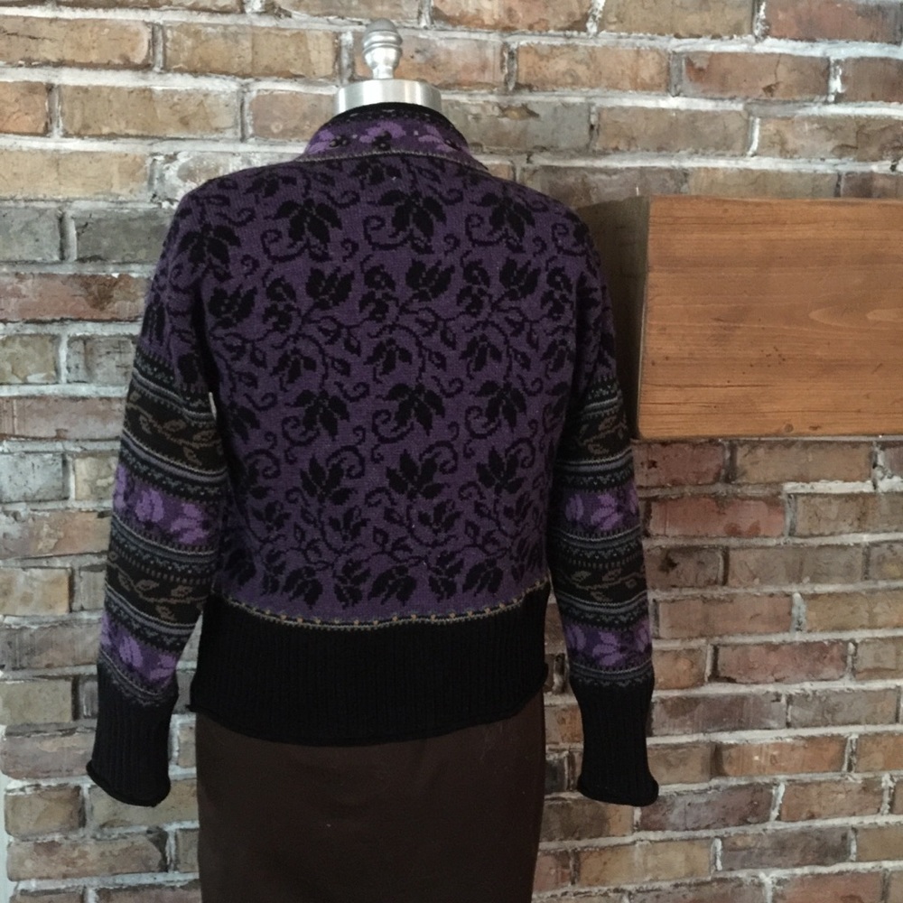 50 Icelandic Design Wool Lined Zip Sweater Coat - Picture 3 of 6