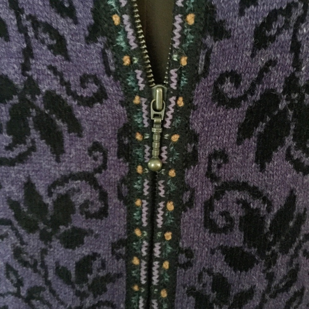 50 Icelandic Design Wool Lined Zip Sweater Coat - Picture 4 of 6