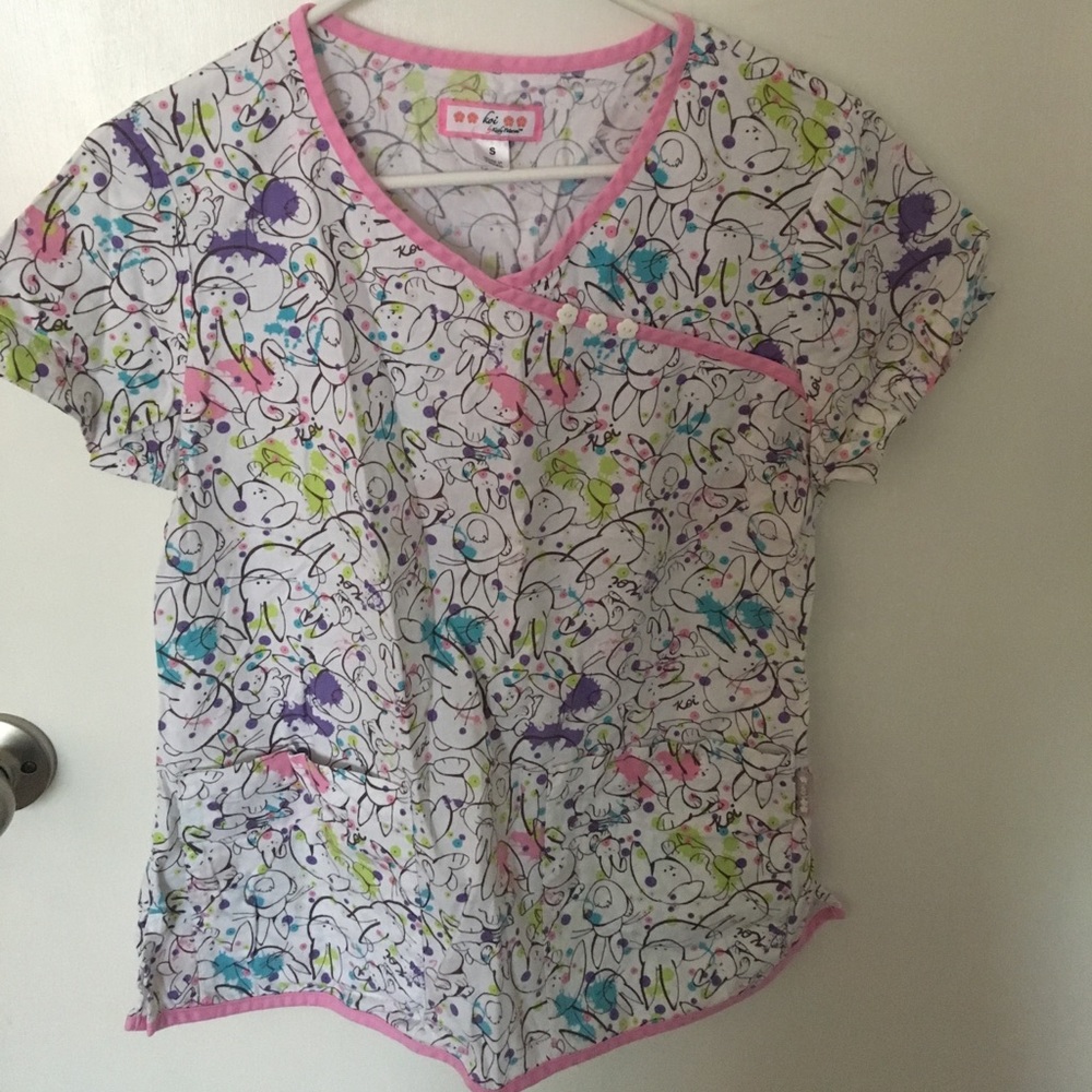 Cute Koi Paint Bunnies scrub top