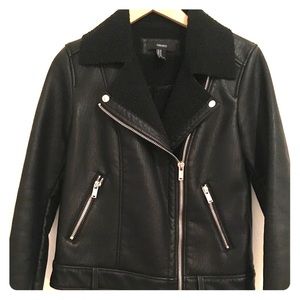Shearling Leather Moto Jacket (faux)