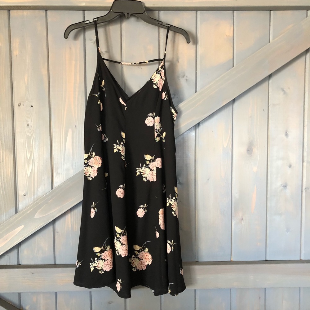 Lush Mini Floral Black Dress