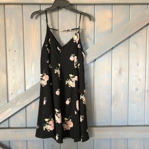 Lush Mini Floral Black Dress