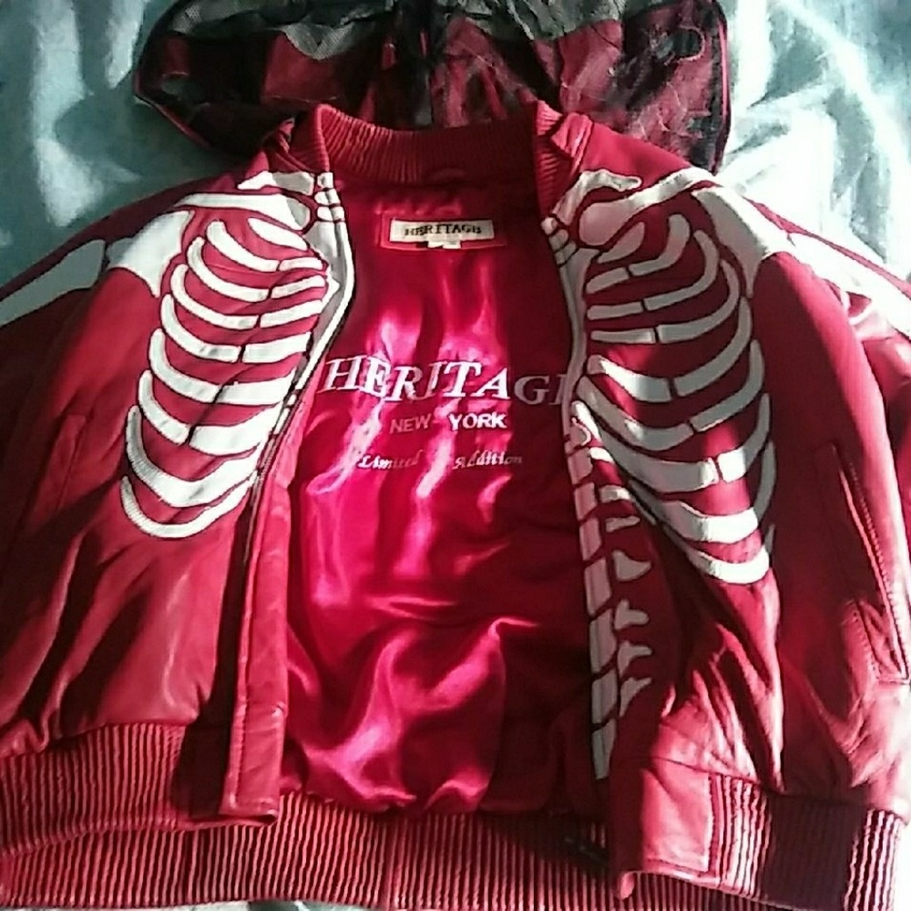 Red Skull Leather Coat