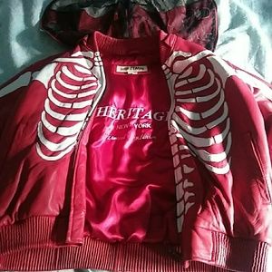 Red Skull Leather Coat