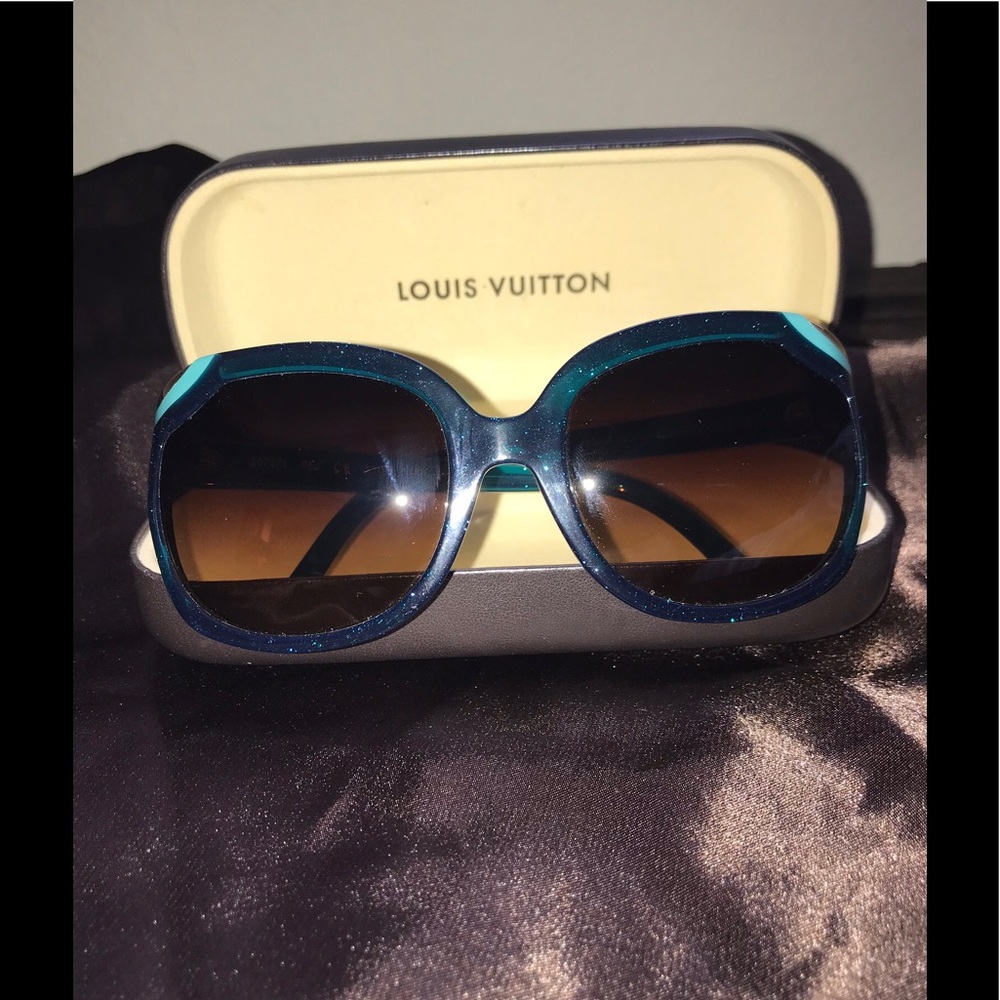 Louis Vuitton "Ivy Cat" Turquoise Gold Sunglasses