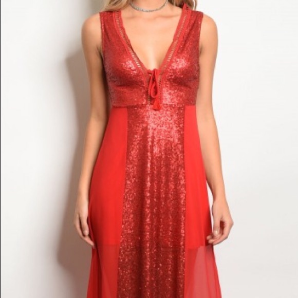 Red Sequin Sparkle Maxi Dress ❤️❤️❤️ - Picture 2 of 3