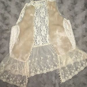 Areve fur and lace vest